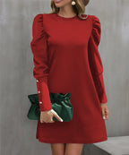 Women's Elegant Puff-Sleeve Dress