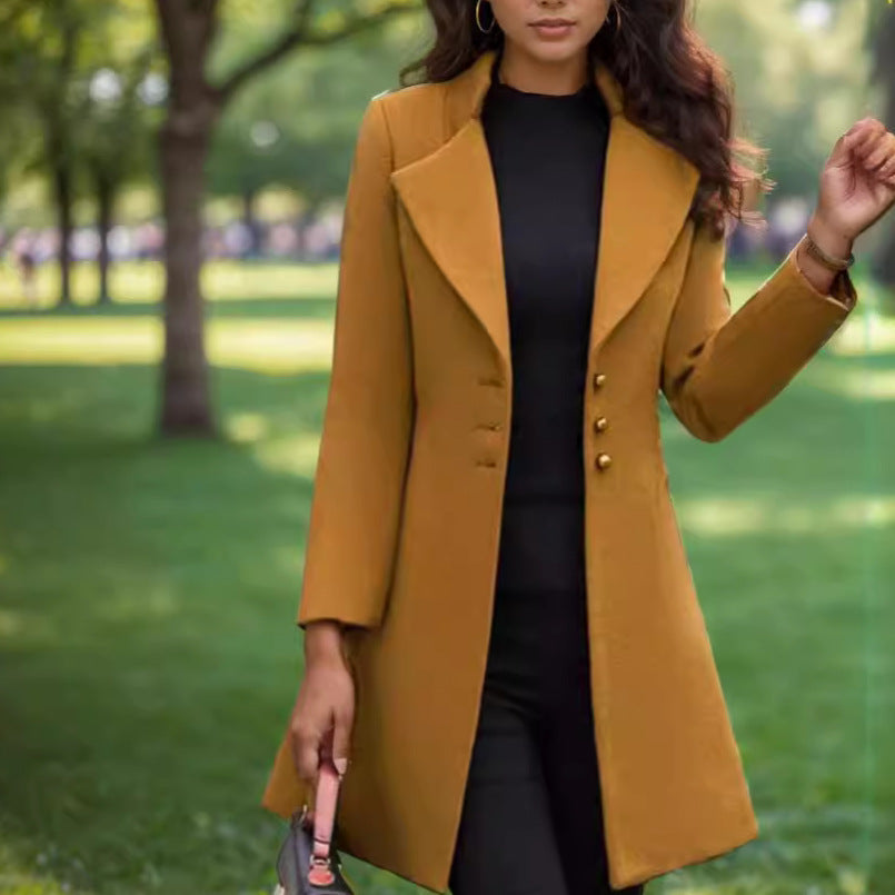 Women's Elegant Tailored Trench Coat with Textured Fabric