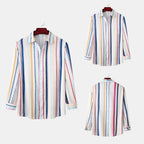 Women's Long-Sleeve Shirt with Striped Design and Button Placket