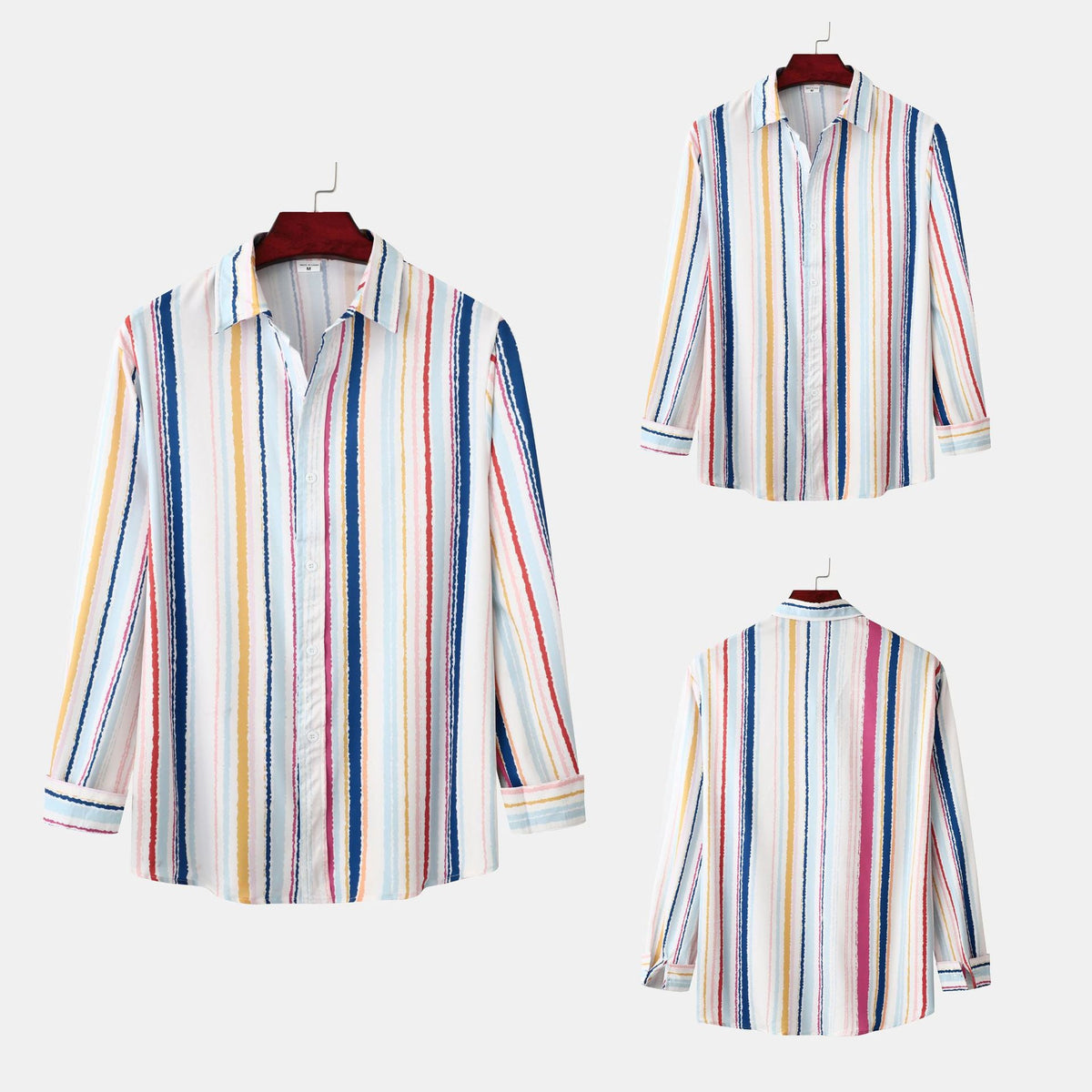 Women's Long-Sleeve Shirt with Striped Design and Button Placket