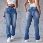 Women's Bootcut Jeans with High Waistband and Stretch