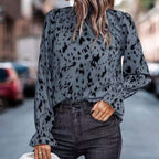 Elegant Women's Blouse with Ruffle Hem and Asymmetrical Pattern