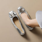 Women's Ballet Flats with Decorative Buckle and Comfortable Interior