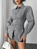 Women's Fashionable Shirt Blouse with Belt