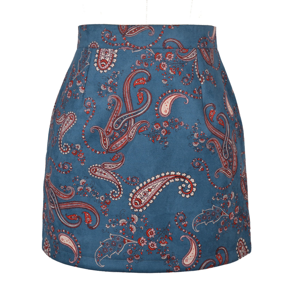 Women's High-Waisted Paisley Mini Skirt