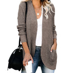 Women's Casual Knit Coat with Pockets and Open Front