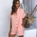 Women's Jumpsuit with Button-Up Collar and Casual Fit