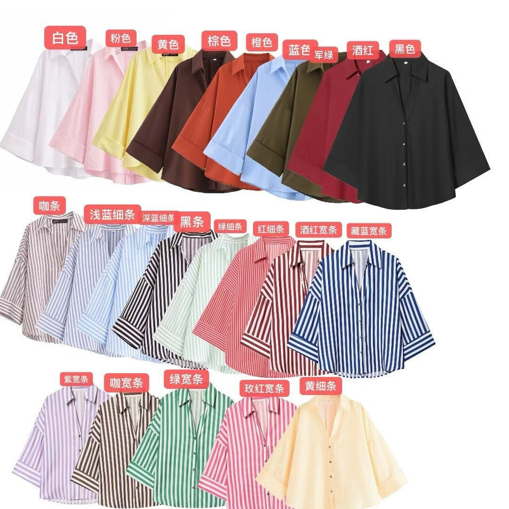 Women's Shirt Blouse with Casual Cut and Elegant 3/4 Sleeves