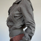 Women's Cropped Jacket with Zipper and Pockets