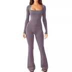 Women's Elegant Long-Sleeve Wide-Leg Jumpsuit
