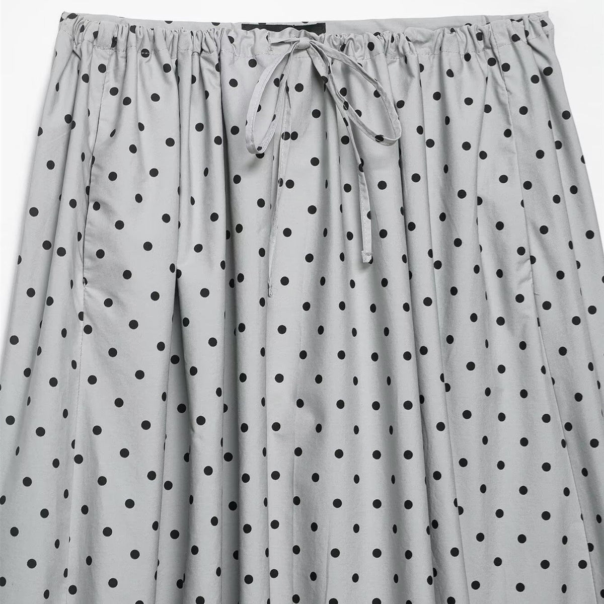 Women's Polka Dot Midi Skirt with Elastic Waist