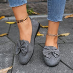 Women's Ballet Flats with Elegant Bow Detail