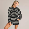 Women's Casual Striped Top and Shorts Sport-Look Set