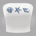 Women's Maritime Bandeau Top with Shell Motifs