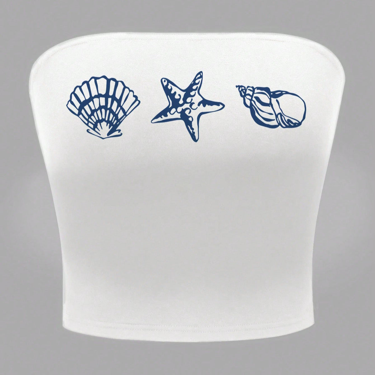 Women's Maritime Bandeau Top with Shell Motifs