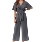 Women's Wide-Leg Jumpsuit with Waist Tie