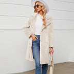 Elegant Faux Fur Coat with Deep Collar