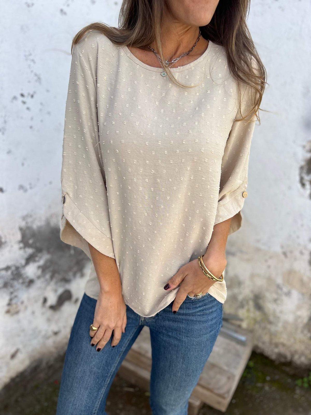 Casual Women's Blouse with Textured Fabric