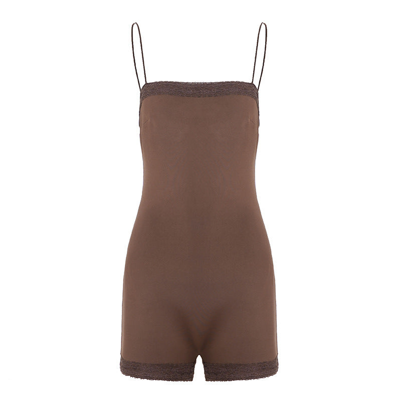Women's Sleeveless Bodysuit with Lace Trim