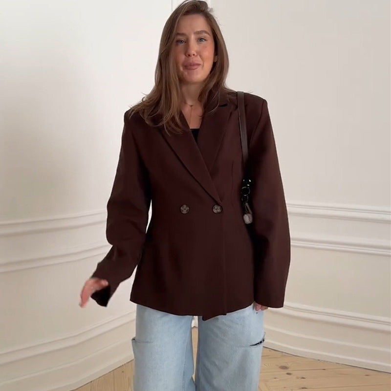 Women's Elegant Double-Breasted Oversize Blazer