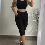 Women's Cargo Joggers with Practical Pockets and Elastic Cuffs