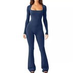 Women's Elegant Long-Sleeve Wide-Leg Jumpsuit