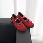 Women's Ballet Flats with Straps and Lacing
