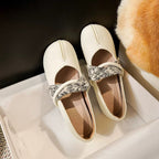Women's Ballet Flats with Decorative Strap and Elegant Shine