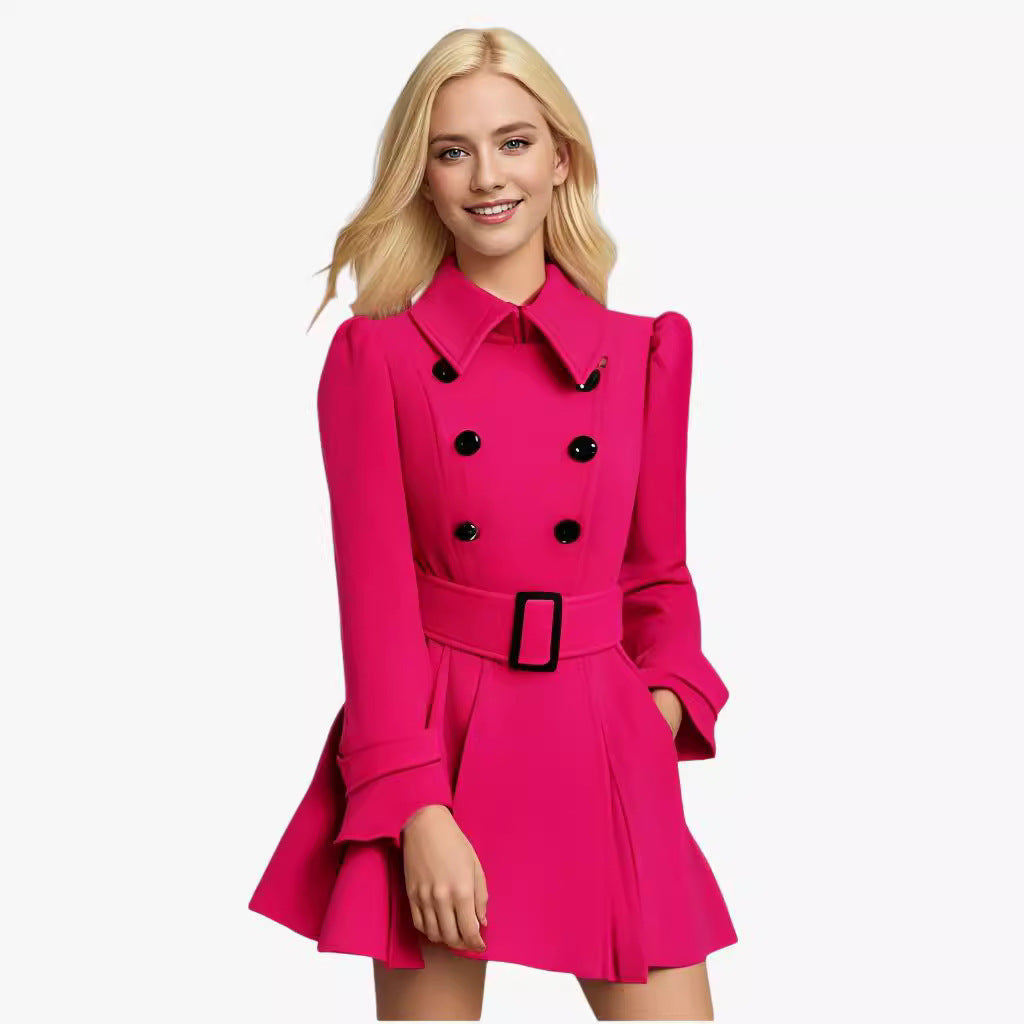 Women's Elegant Trench Coat with Tailored Cut and Decorative Buttons