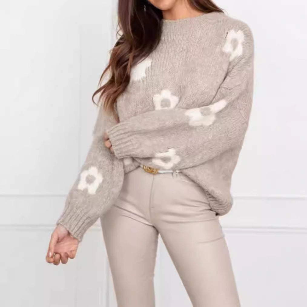 Women's Cozy Floral Knit Sweater