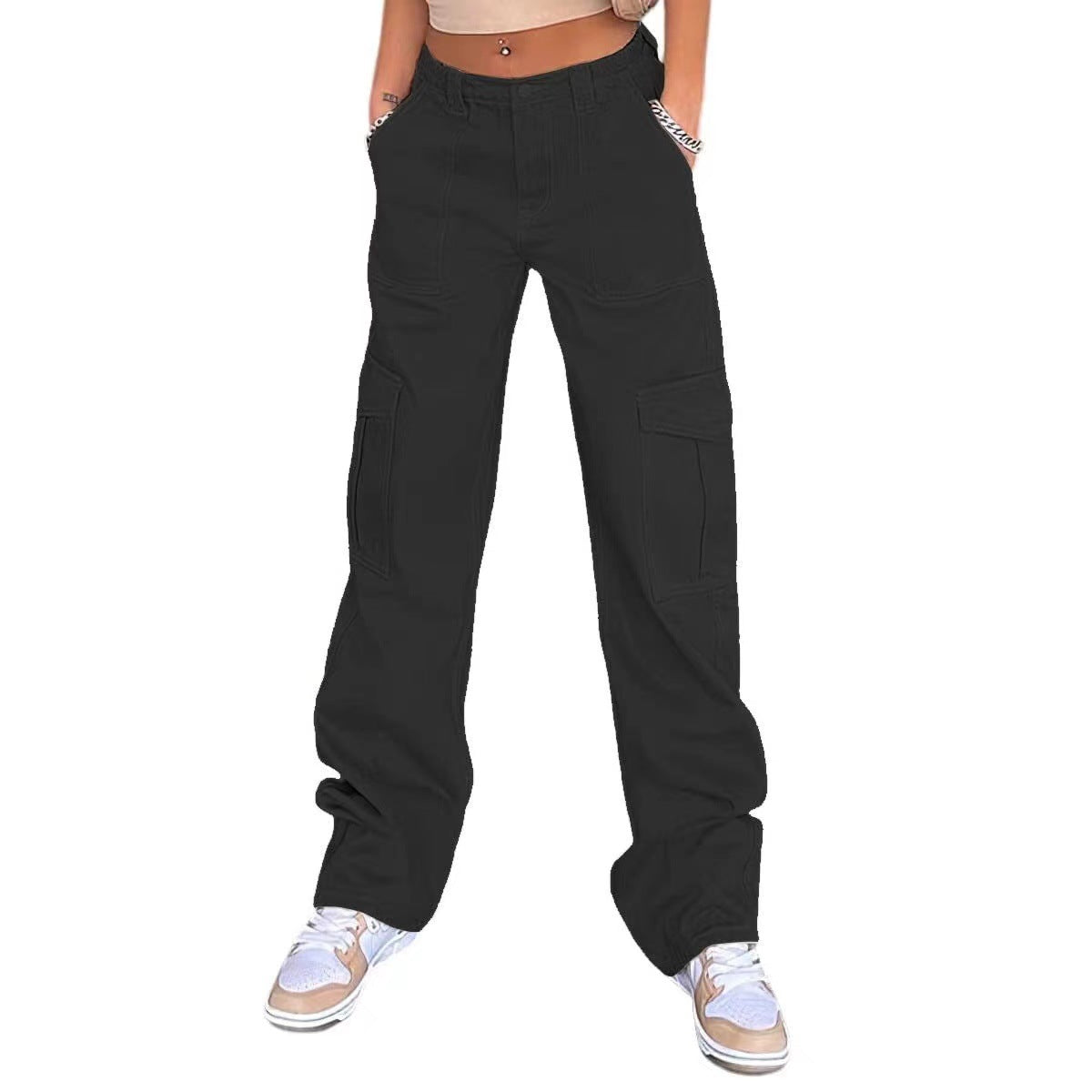 Women's Wide-Leg Cargo Pants with Practical Side Pockets