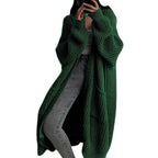 Women's Large Knit Cardigan with Open Sleeves and Cozy Fit