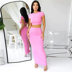 Women's Elegant Maxi Dress and Crop Top Set