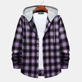 Women's Flannel Shirt with Integrated Hood and Plaid Design