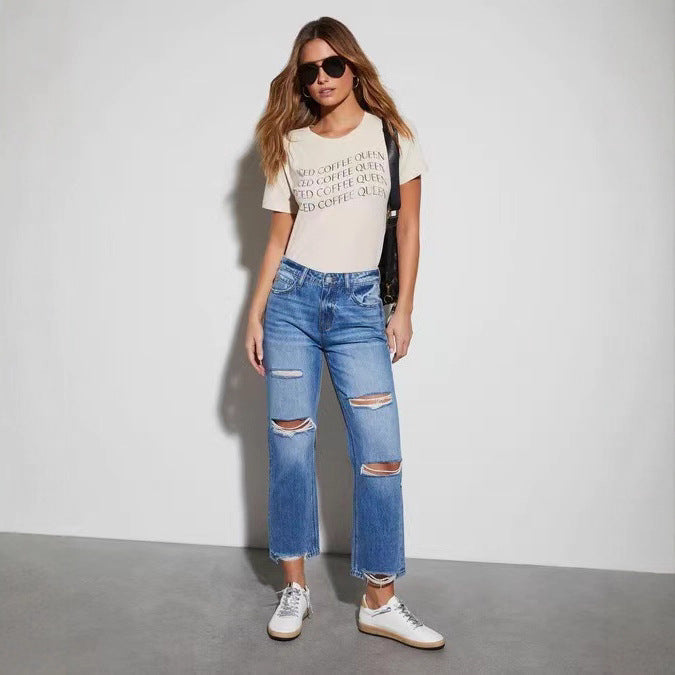 Women's Destroyed Mom Jeans