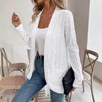 Elegant Knit Cardigan with Fine Openwork Pattern