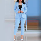 Women's Elegant Suit Set with Tailored Blazer and Slim Trousers