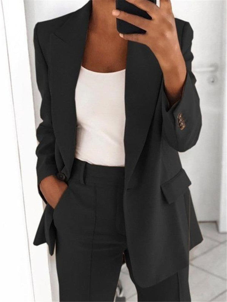 Women's Business Blazer Set with Oversized Silhouette