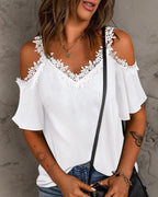 Women's Off-Shoulder Blouse with Lace Details