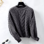 Women's Cozy Cable Knit Sweater with Relaxed Fit