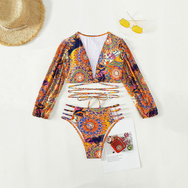 Women's Colorful Print Long-Sleeve Sport Set