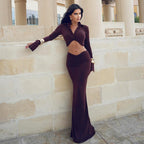 Figure-Hugging Wrap Top and Tube Skirt Set