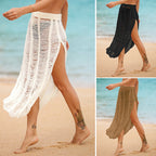 Elegant Crochet Beach Skirt with High Slit