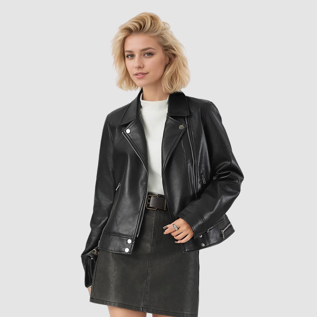 Women's Faux Leather Transitional Quilted Jacket