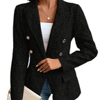 Elegant Blazer with Textured Pattern and Double-Breasted Button Closure