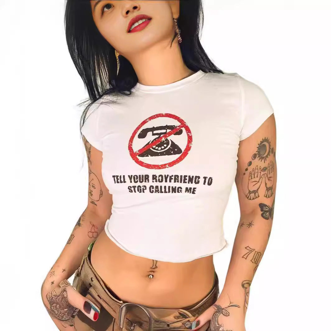 Women's Graphic Slogan Crop T-Shirt