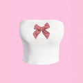 Women's Plaid Bandeau Top with Decorative Bow