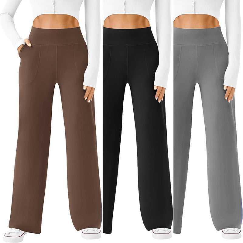Women's Comfortable Casual Pants with Side Pockets and Elastic Waistband