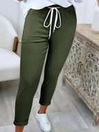 Women's Casual Pants with Elastic Waistband and Drawstring