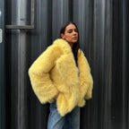 Women's Elegant Faux Fur Jacket with Soft Lining and Voluminous Cut